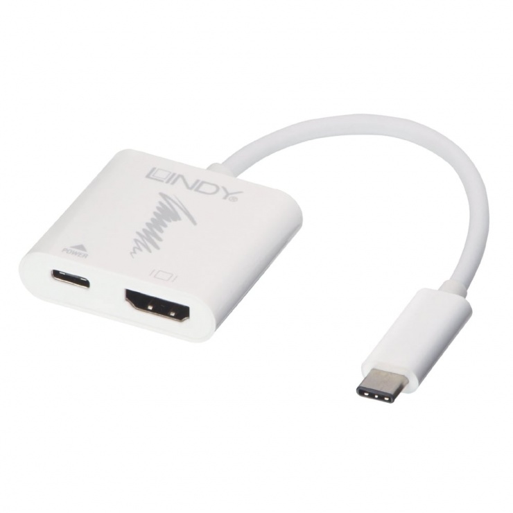 Imagine Adaptor USB 3.1 tip C la HDMI + alimentare 15cm, Lindy L43196