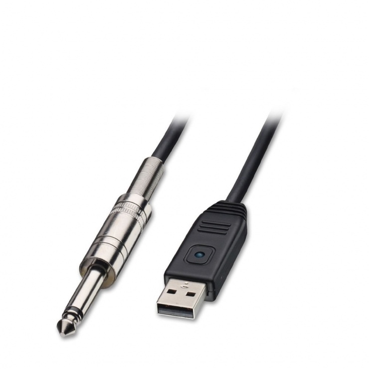 Imagine Cablu USB A la Jack mono 6.3mm pentru chitara, Lindy L6104