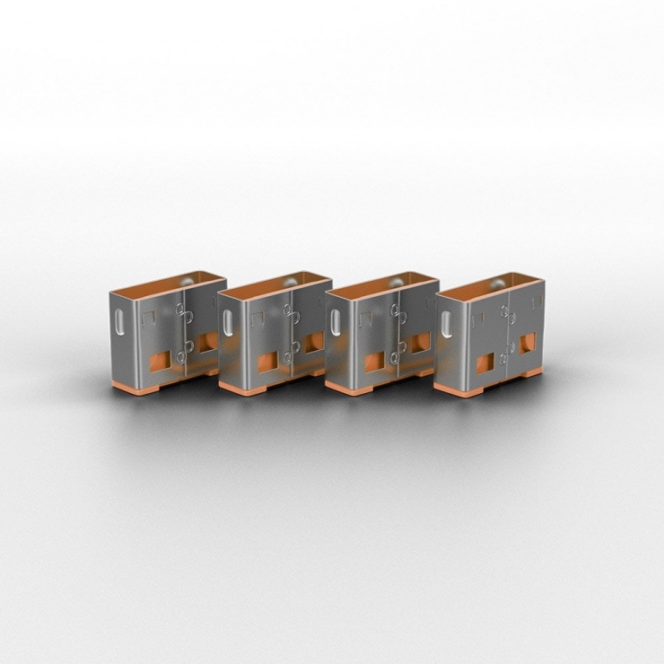 Imagine Sistem de blocare Port USB cheie + 4 incuietori Portocaliu, Lindy L40453