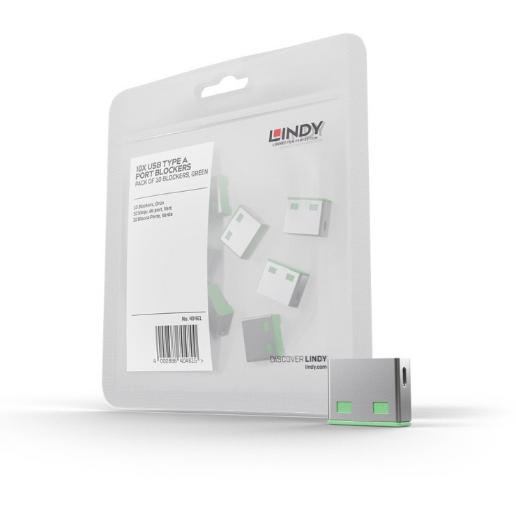 Imagine USB Port Blocker 10 bucati verzi, Lindy L40461