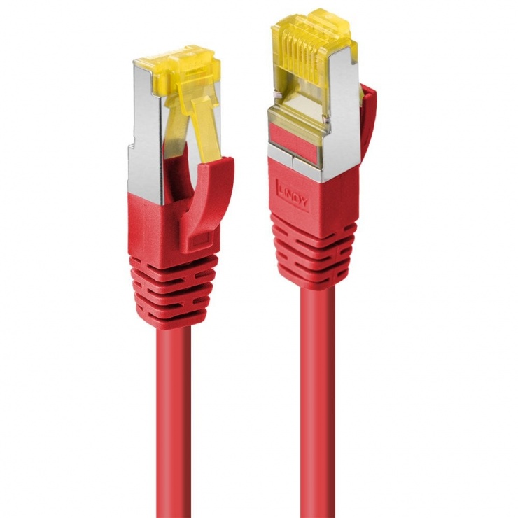 Imagine Cablu de retea S/FTP cat 7 LSOH cu mufe RJ45 Rosu 5m, Lindy L47296