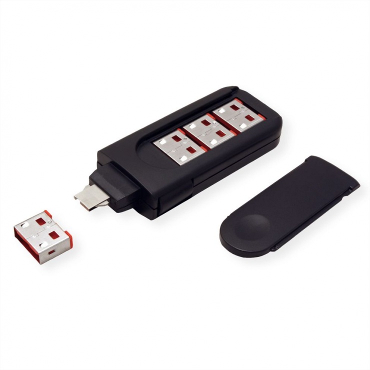 Imagine Cheie pentru securizarea portului USB + 4 blocatoare, Roline 11.02.8330