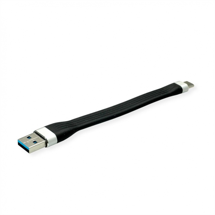 Imagine Cablu USB 3.2 Gen 1 A la USB type C silicon 11cm Negru, Roline 11.02.9014