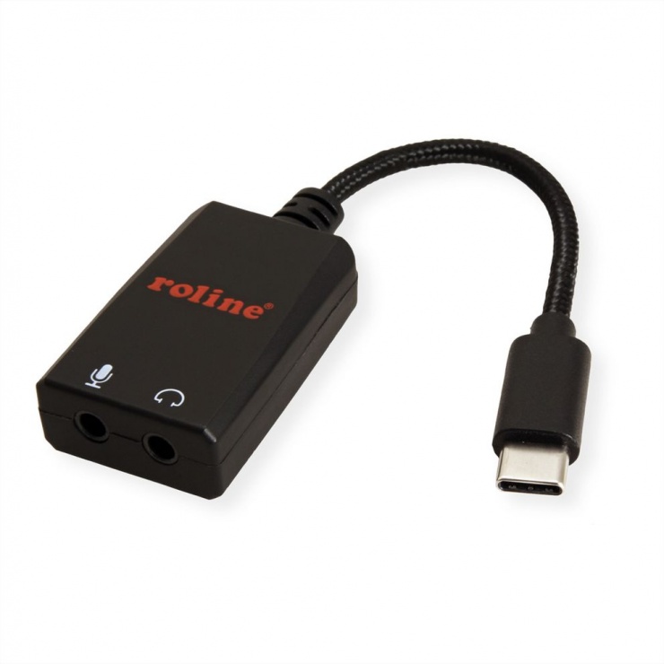 Imagine Adaptor audio USB-C la 2 x jack stereo (casca + microfon) T-M 0.1m, Roline 12.03.3209