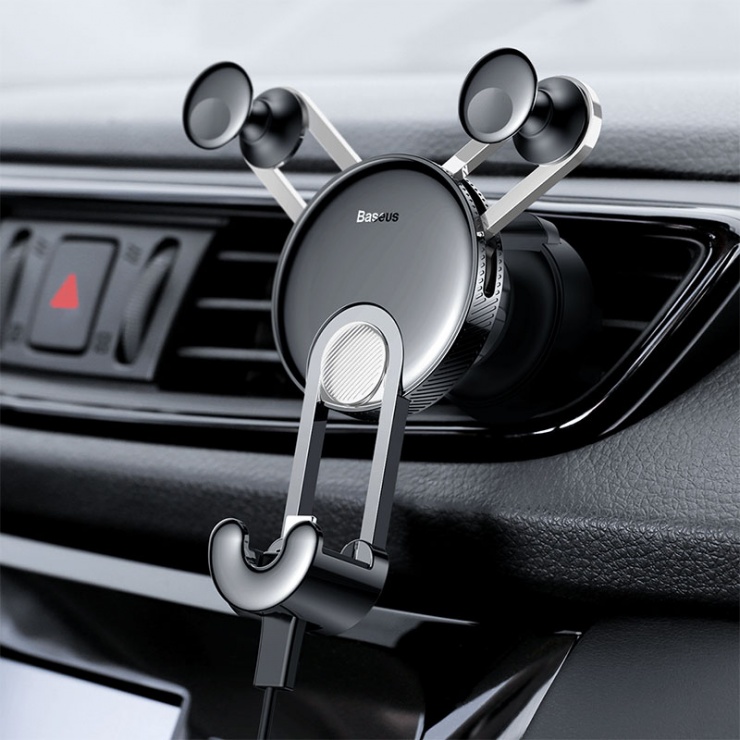 Imagine Suport auto magnetic pentru smartphone cu montare ventilator + cablu USB-C, Baseus YY