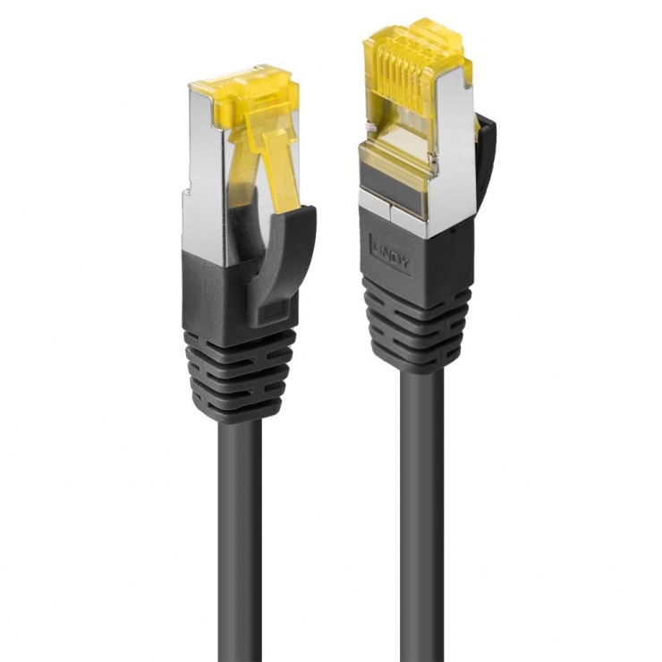 Imagine Cablu de retea S/FTP cat 7 LSOH cu mufe RJ45 Negru 5m, Lindy L47311