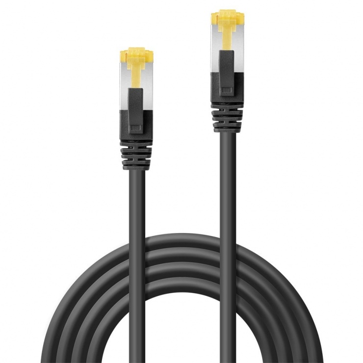 Imagine Cablu de retea S/FTP cat 7 LSOH cu mufe RJ45 Negru 1m, Lindy L47307