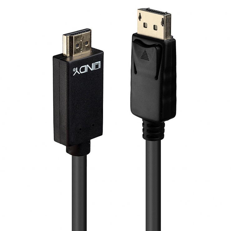 Imagine Cablu Displayport la HDMI 4K 2m T-T Negru, Lindy L36922