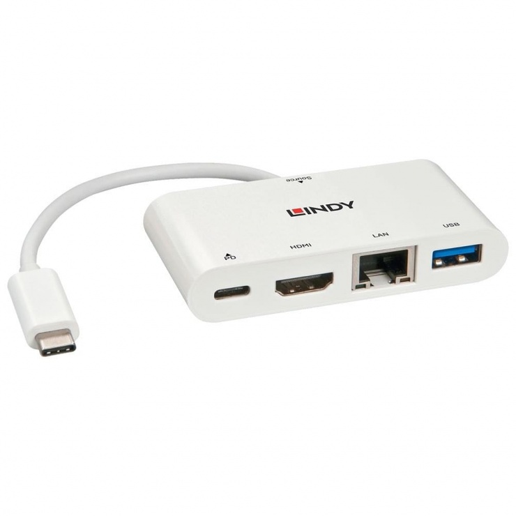 Imagine Mini docking station USB 3.1-C la HDMI, Gigabit + PD (Power Delivery), Lindy L43239