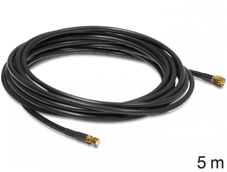 Imagine Cablu prelungitor antena SMA CFD/RF200 5m low loss, Delock 88444