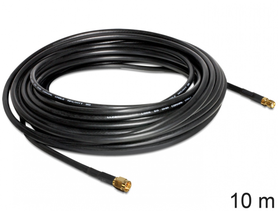 Imagine Cablu prelungitor antena SMA CFD/RF200 10m low loss, Delock 88445