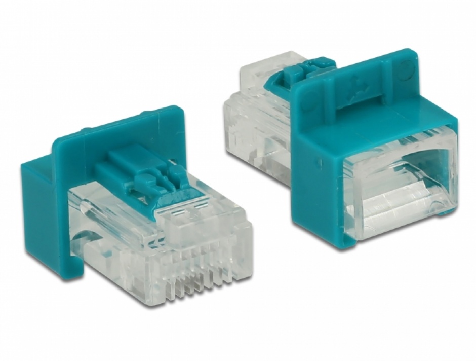 Imagine Set 6 buc clips securizare mufa RJ45 + cheie, Delock 86425