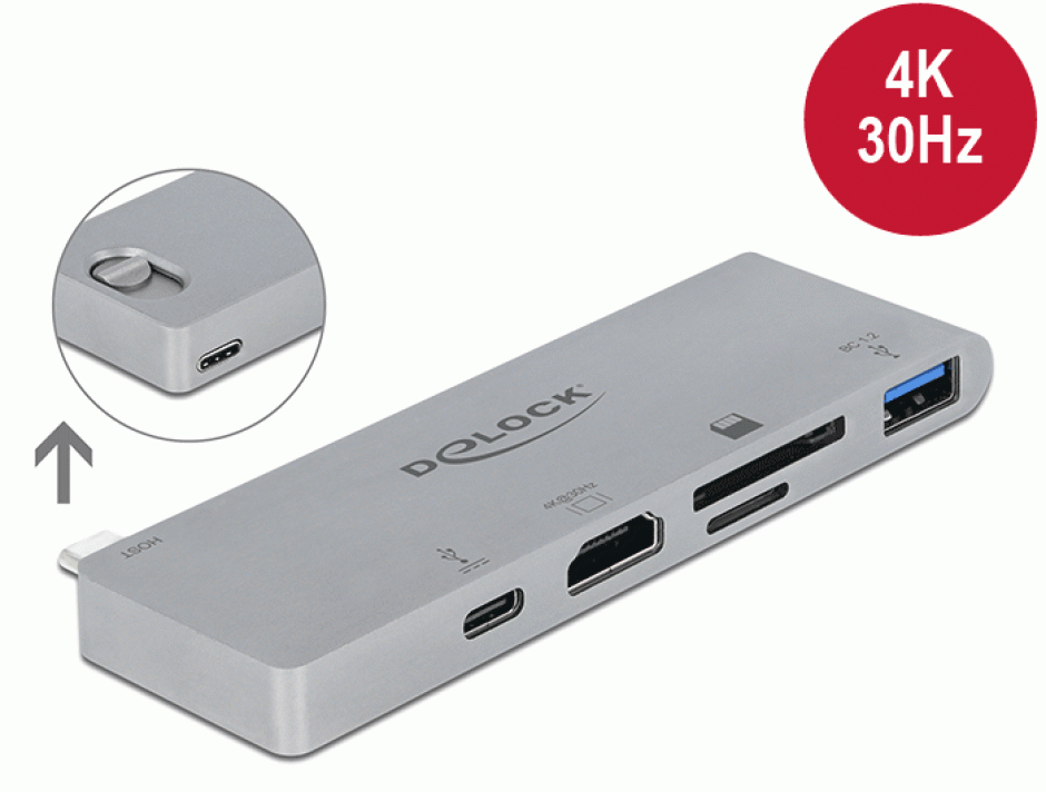 Imagine Docking Station pentru MacBook USB 3.1-C la HDMI / 1 x SD / 1 x micro SD cu PD 3.0, Delock 87745