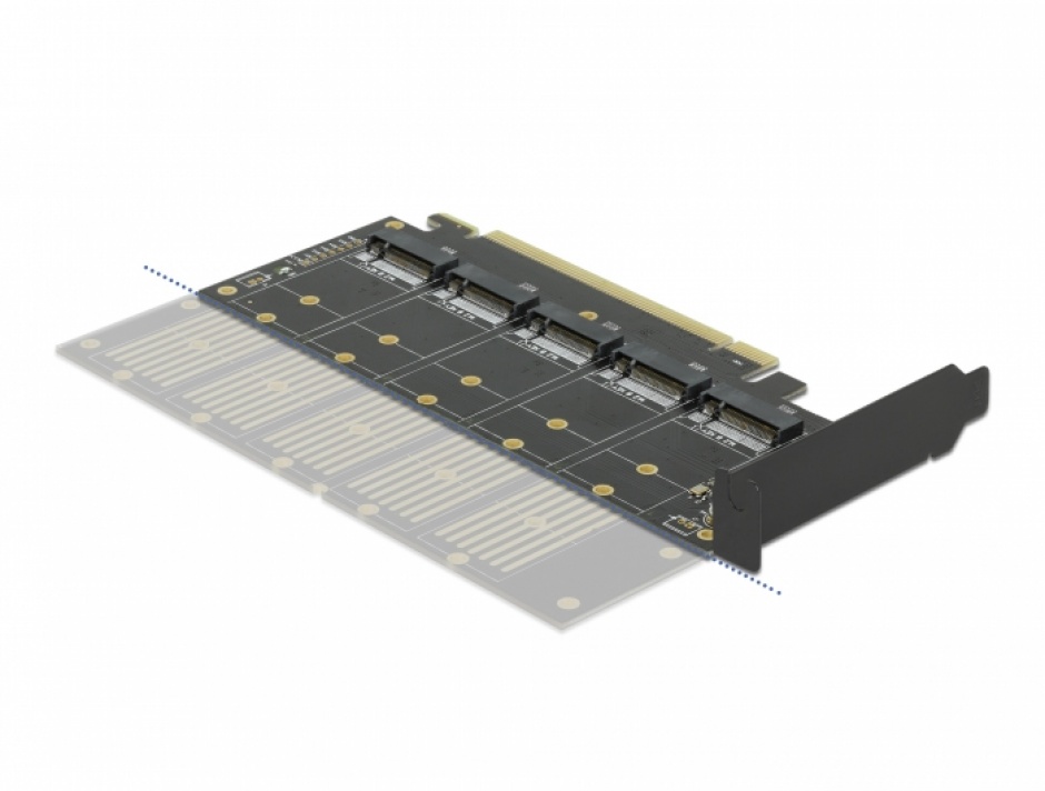 Imagine PCI Express la 5 x M.2 Key B interne, Delock 90435