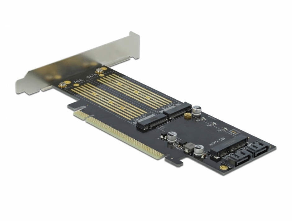 Imagine PCI Express la 1 x M.2 Key B + 1 x NVMe M.2 Key M + 1 x mSATA LPFF, Delock 90486