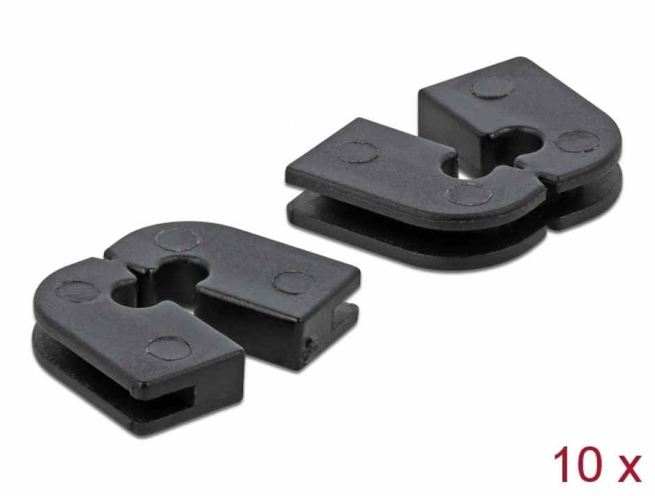 Imagine Set 10 buc protectie pentru 2 cabluri dreptunghiular - diametru 2.3mm Negru, Delock 60260