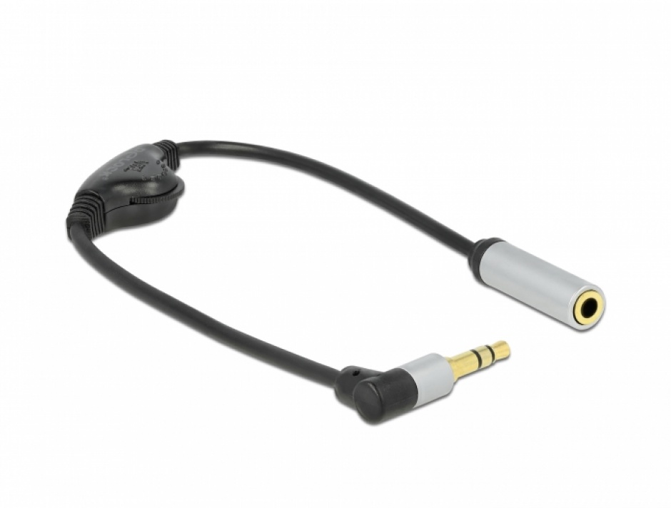 Imagine Cablu jack stereo 3.5mm 3 pini la jack stereo 3.5mm 3 pini T-M 25cm + control volum, Delock 66435