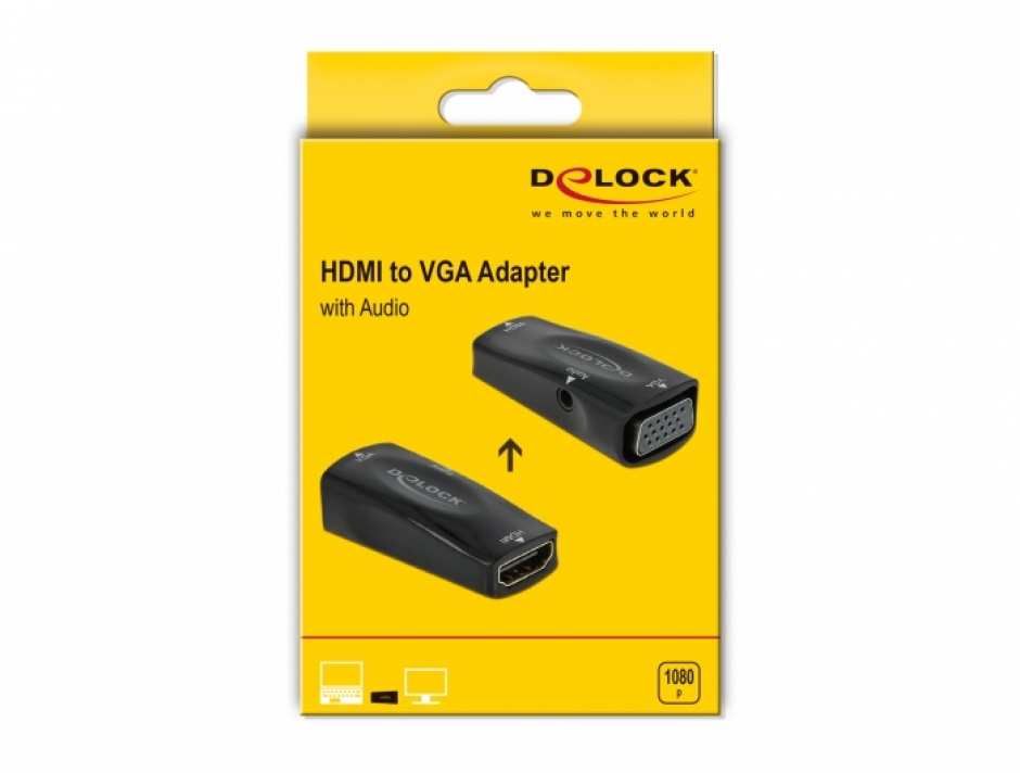 Imagine Adaptor HDMI la VGA cu audio M-M, Delock 66560