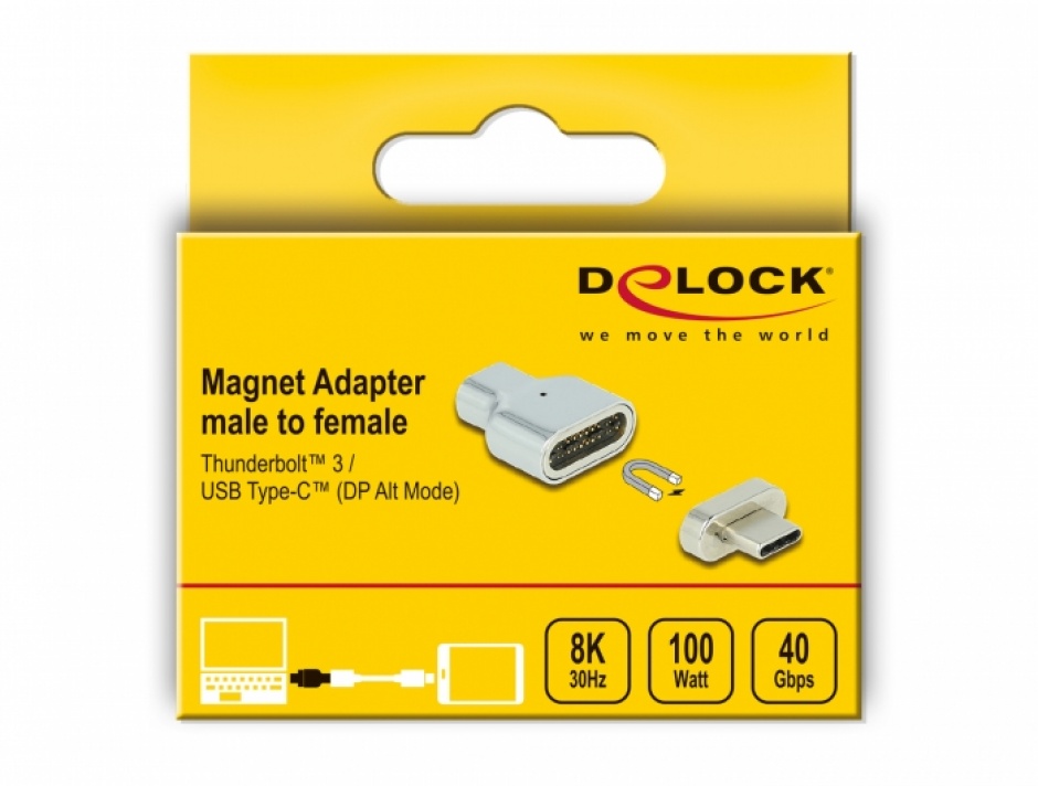Imagine Adaptor magnetic Thunderbolt 3 / USB-C (DP Alt Mode) 8K@30Hz T-M, Delock 66433