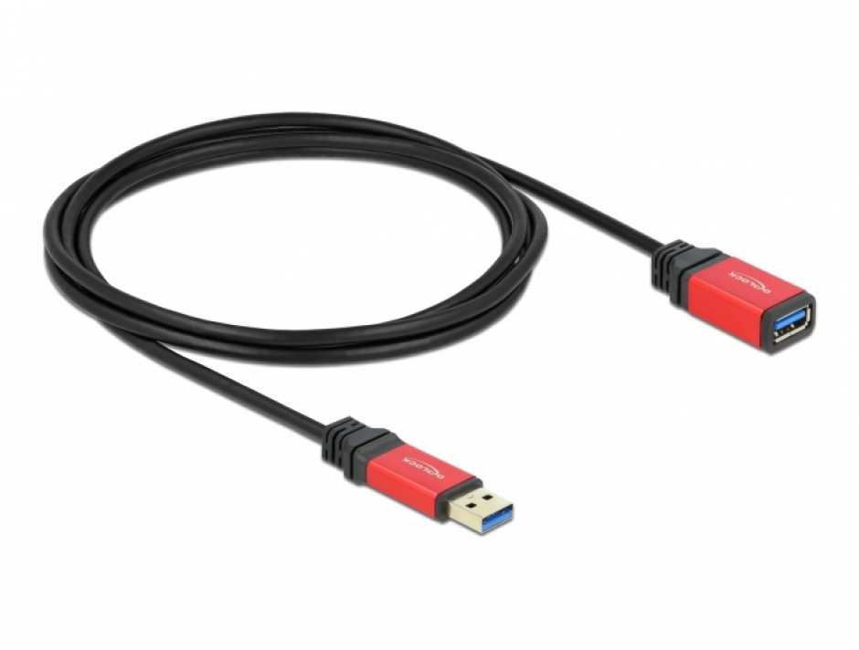 Imagine Cablu prelungitor USB 3.0 Premium T-M 2m, Delock 82753