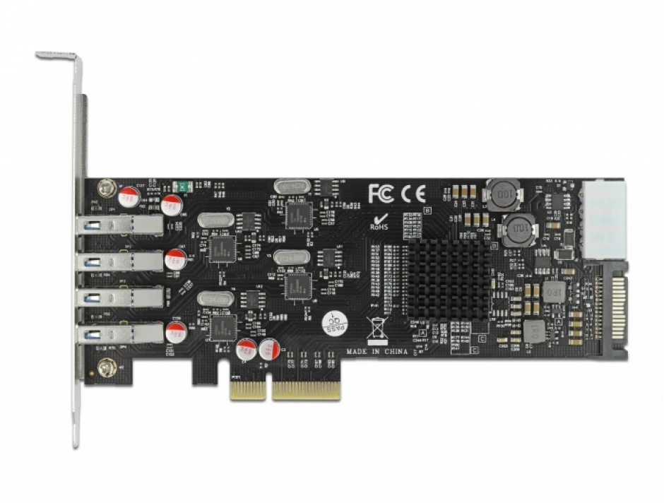 Imagine PCI Express cu 4 x SuperSpeed USB (USB 3.2 Gen 1) USB-A Quad Channel LPFF, Delock 89008