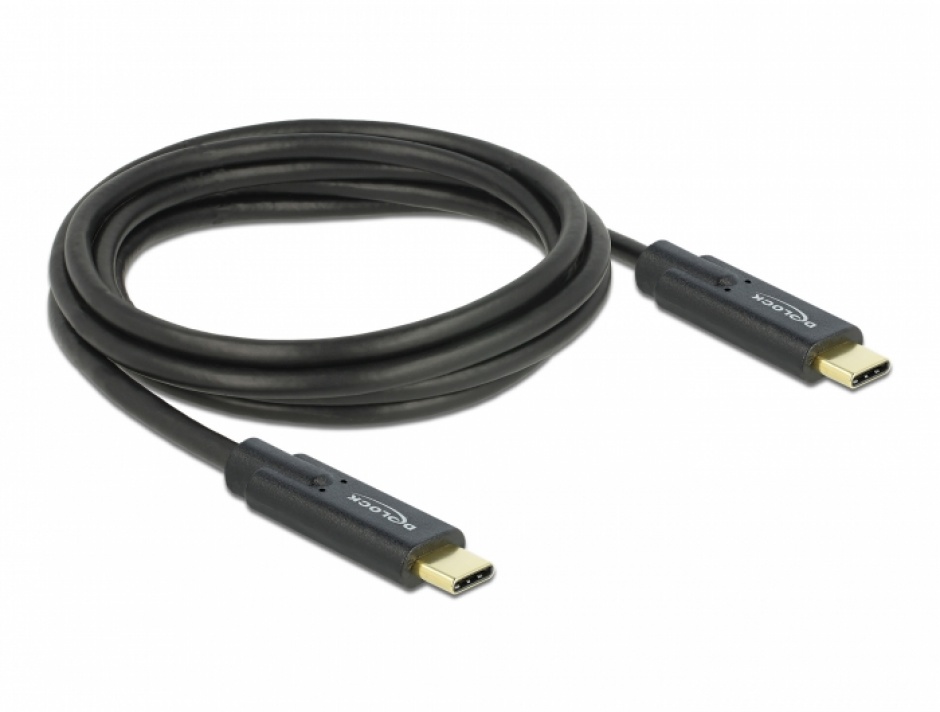 Imagine Cablu USB 3.1 Gen 1 (5 Gbps) Tip C la tip C T-T 2m 5A E-Marker, Delock 85527