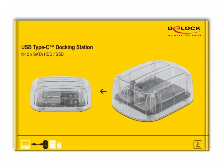 Imagine Docking Station USB-C pentru 2 x SATA HDD / SSD, Delock 64090