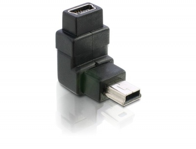 Imagine Adaptor mini USB 5pini T-M, unghi 90 grade, Delock 65085