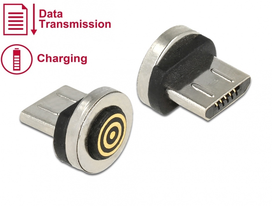 Imagine Adaptor magnetic incarcare + transfer date micro USB-B pentru 85723/85724, Delock 65932