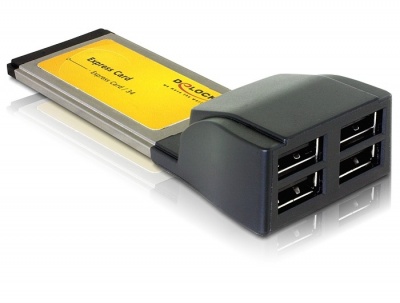 Imagine ExpressCard cu 4 porturi USB 2.0, Delock 66207