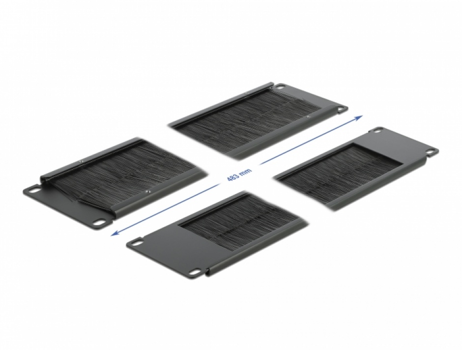 Imagine Organizator cabluri 19" 2U pentru cabinet cu perii, Delock 66482