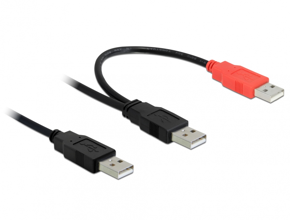 Imagine Cablu USB 2.0 A la 2 x USB 2.0 A T-T 0.75m, Delock 82769