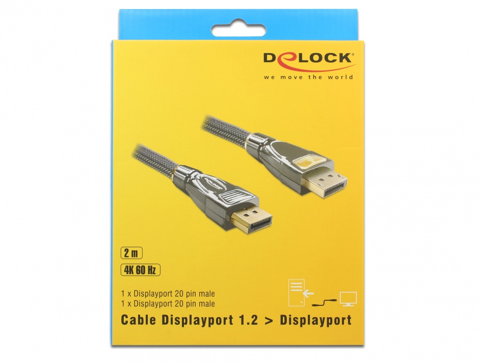 Imagine Cablu DisplayPort v1.2 4K Ultra HD 60Hz Premium T-T 2m, Delock 82771