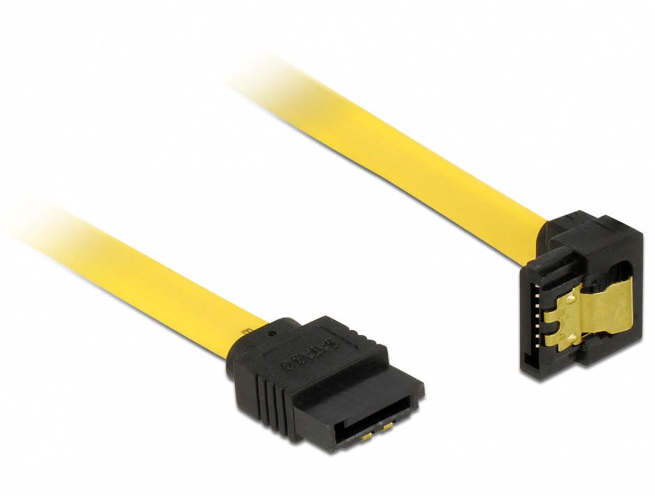 Imagine Cablu SATA III 6 Gb/s drept-jos unghi cu fixare 30cm, Delock 82806