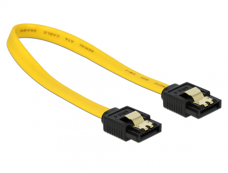 Imagine Cablu SATA III 6 Gb/s drept cu fixare 20cm, Delock 82808