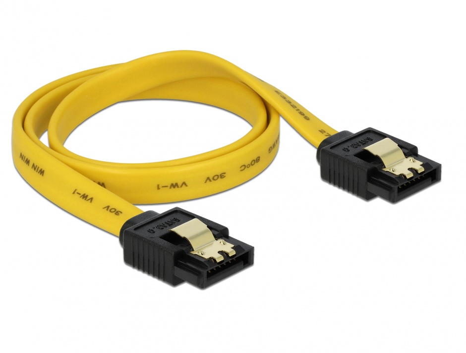 Imagine Cablu SATA III 6 Gb/s drept cu fixare 50cm, Delock 82809 