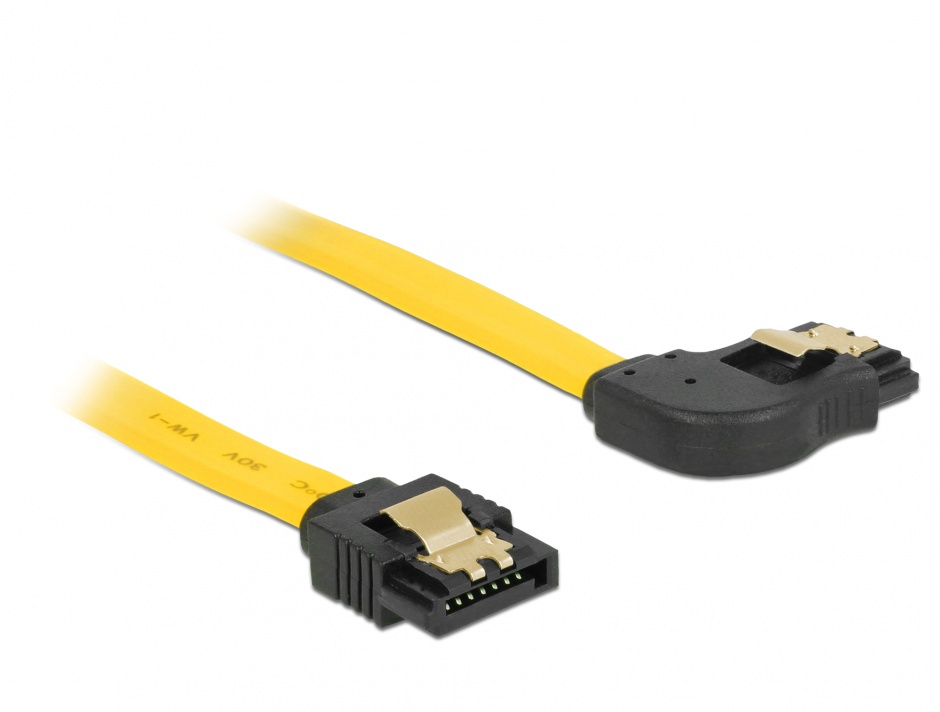 Imagine Cablu SATA III 6 Gb/s unghi dreapta - drept cu fixare 50cm, Delock 82829
