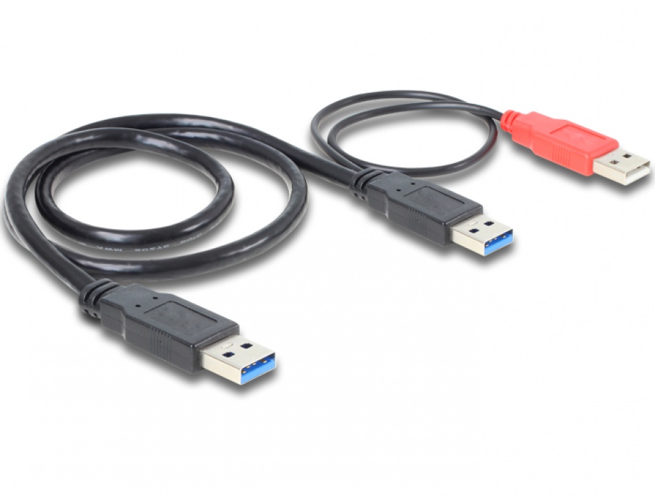 Imagine Cablu in Y USB 3.0 la USB 3.0 + USB 2.0 T-T 0.5m, Delock 82908