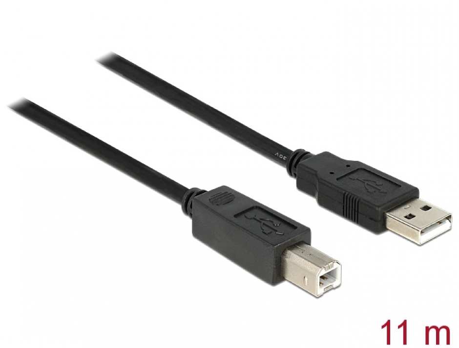 Imagine Cablu USB 2.0 A la tip B imprimanta activ 11m T-T, Delock 82915