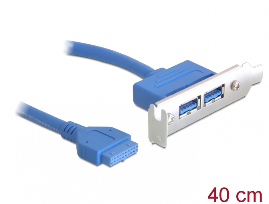 Imagine Bracket USB 3.0 2 porturi low profile, Delock 82976
