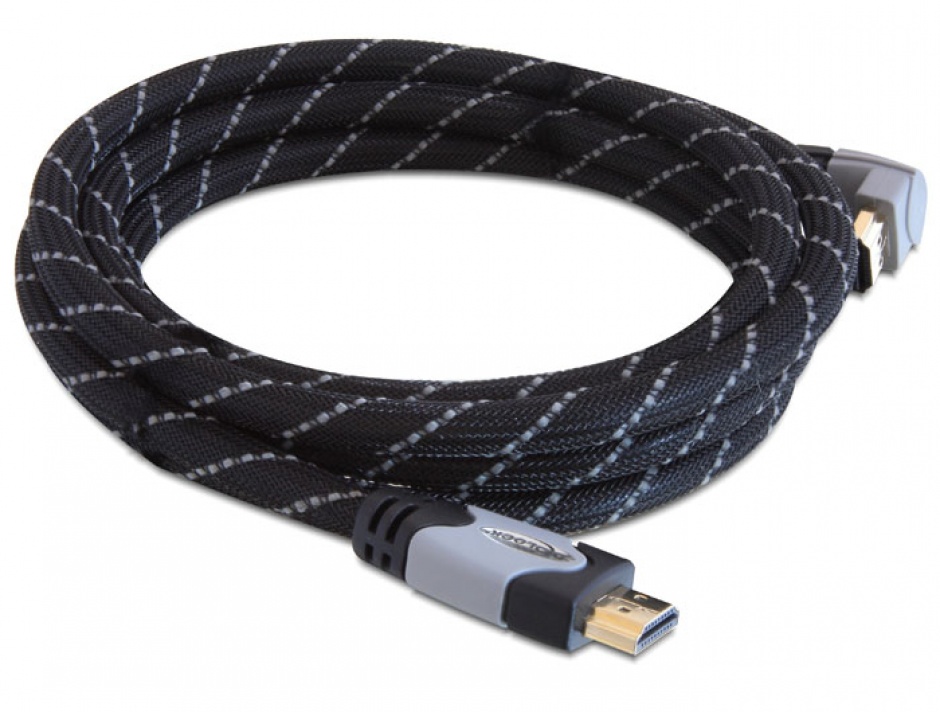Imagine Cablu HDMI 4K v1.4 T-T unghi 90 grade 1m gri, Delock 82993
