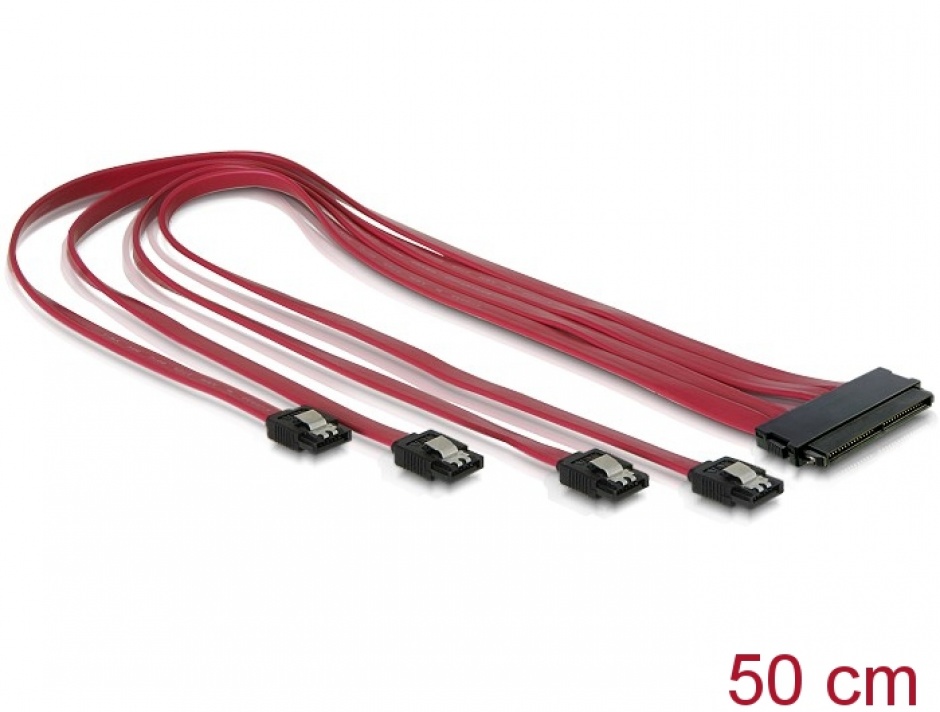 Imagine Cablu SAS SFF-8484 la 4 x SATA 7 pini 50cm, Delock 83044