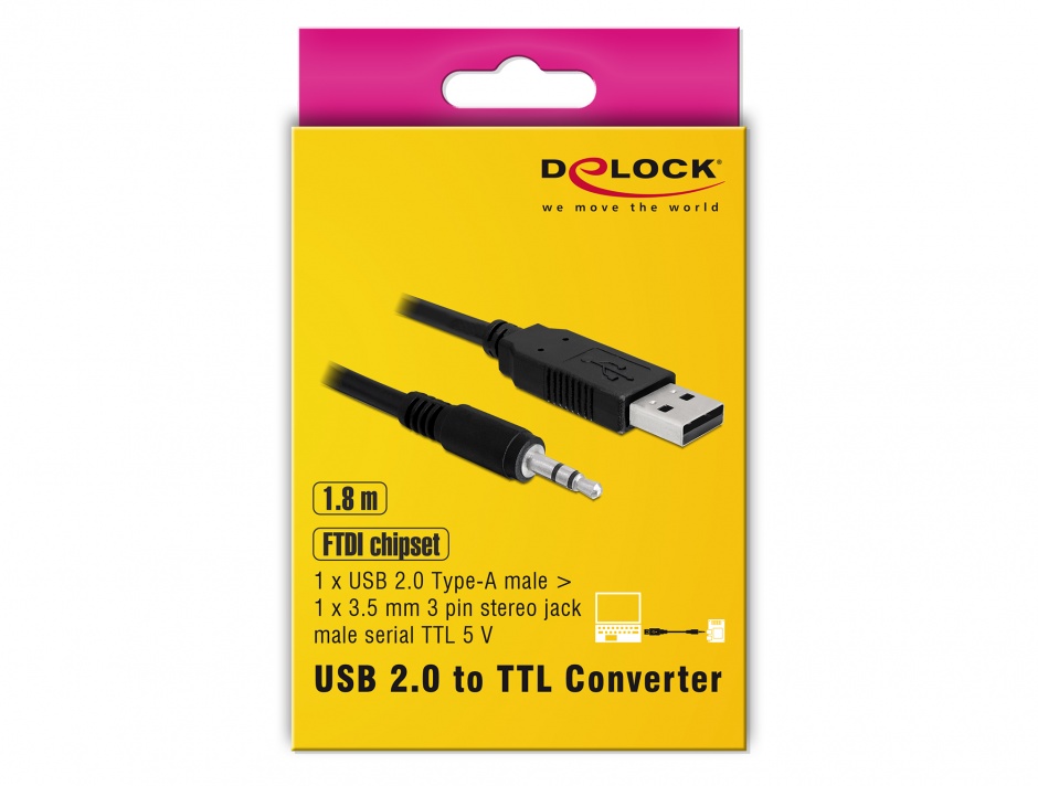 Imagine Cablu USB la Serial TTL 3.5 jack 1.8 m (5 V), Delock 83115