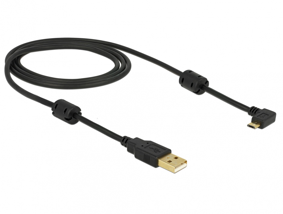Imagine Cablu USB la micro USB-B T-T unghi de 90 grade 1m, Delock 83147