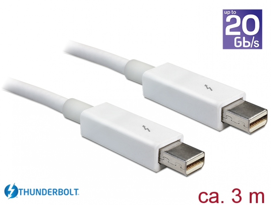 Imagine Cablu Thunderbolt 2 T-T 3m Alb, Delock 83168