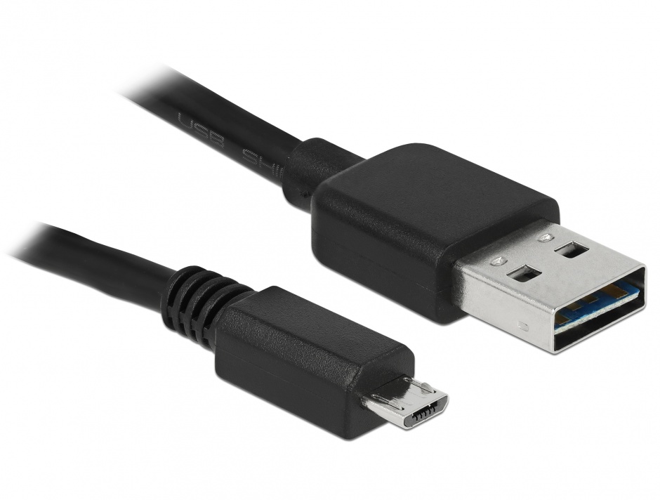 Imagine Cablu EASY-USB 2.0-A la micro-B T-T 3m Negru, Delock 83368