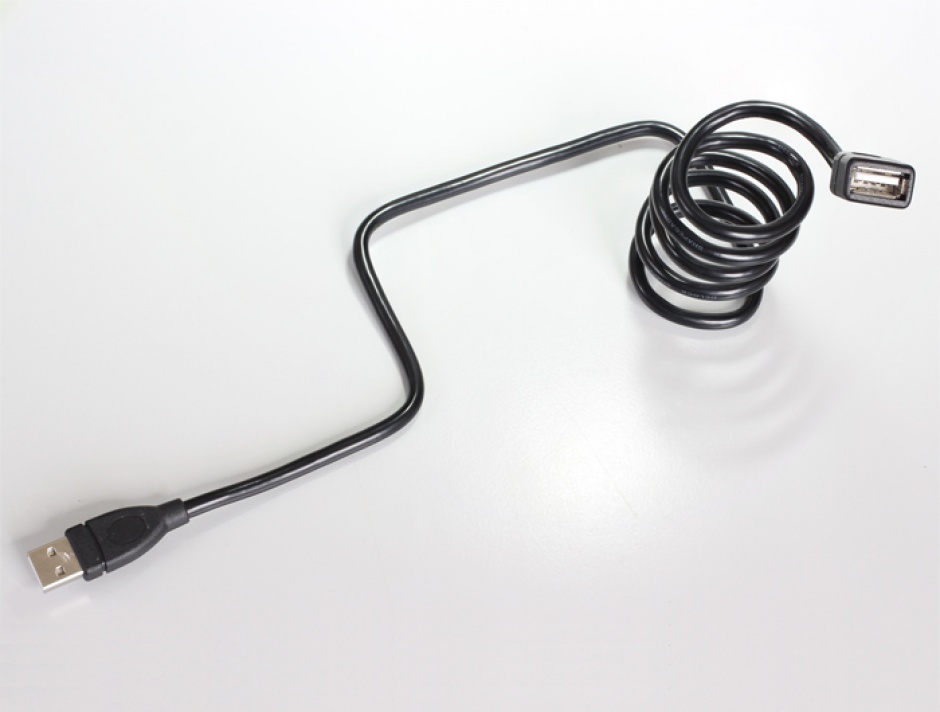 Imagine Cablu prelungitor USB 2.0-A ShapeCable 1m T-M Negru, Delock 83500