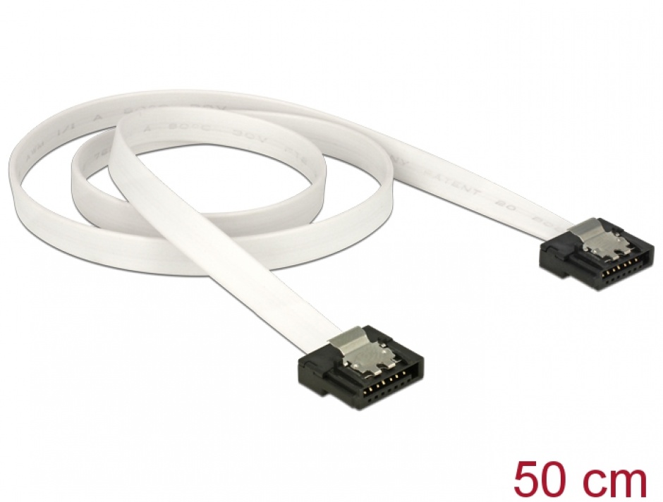 Imagine Cablu SATA III FLEXI 6 Gb/s 50 cm white metal, Delock 83504