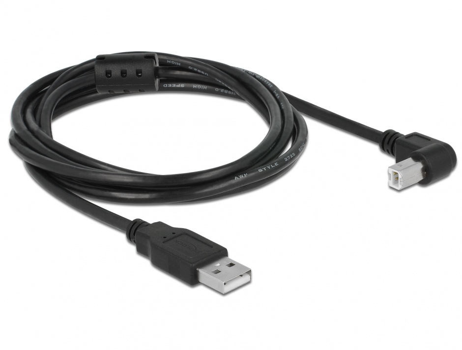 Imagine Cablu USB 2.0 tip A- B T-T unghi 2 m, Delock 83528
