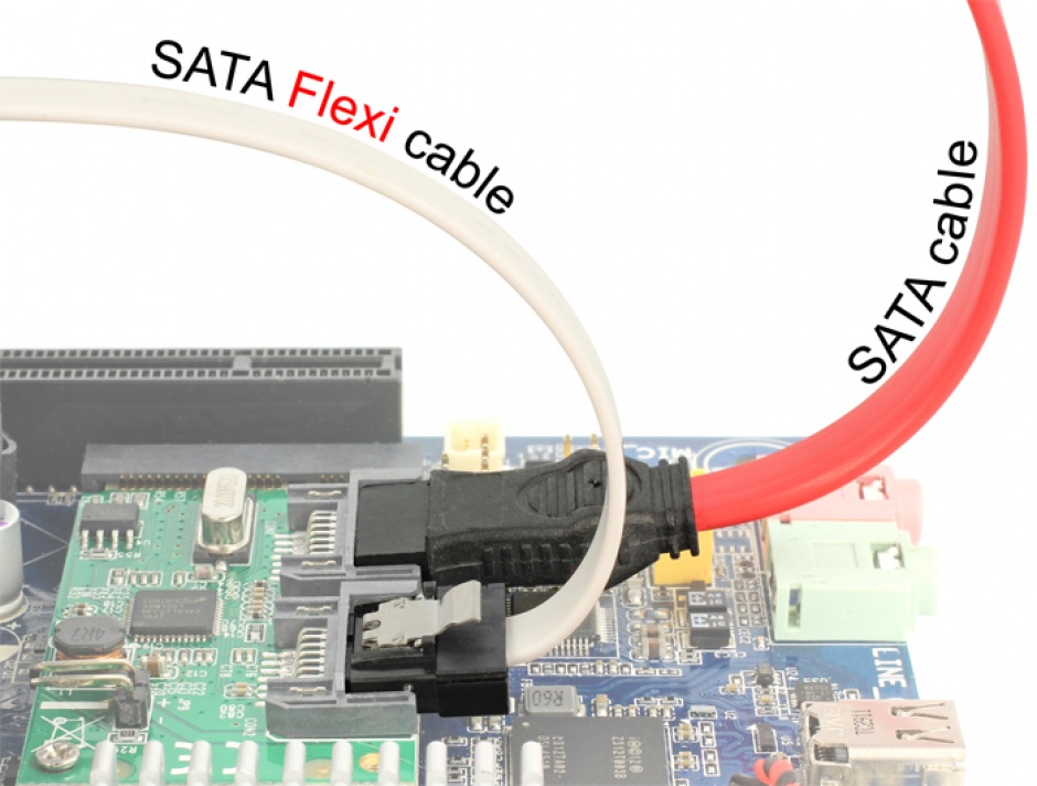 Imagine Cablu SATA III FLEXI 6 Gb/s 100 cm white metal, Delock 83556